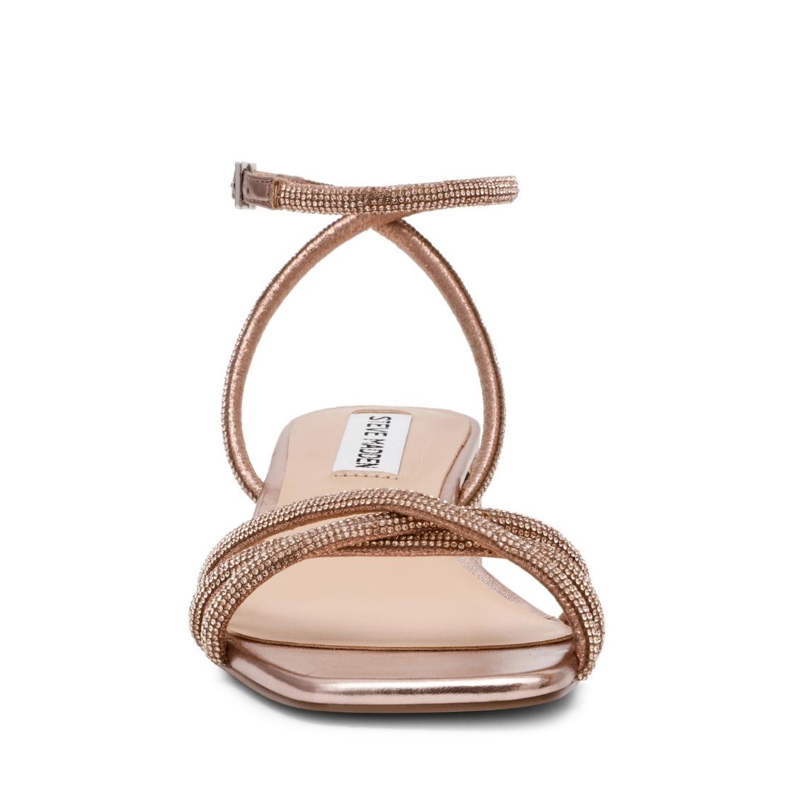 Cerena Rose Gold Sandalias de Tacón con Brillo Para Mujer