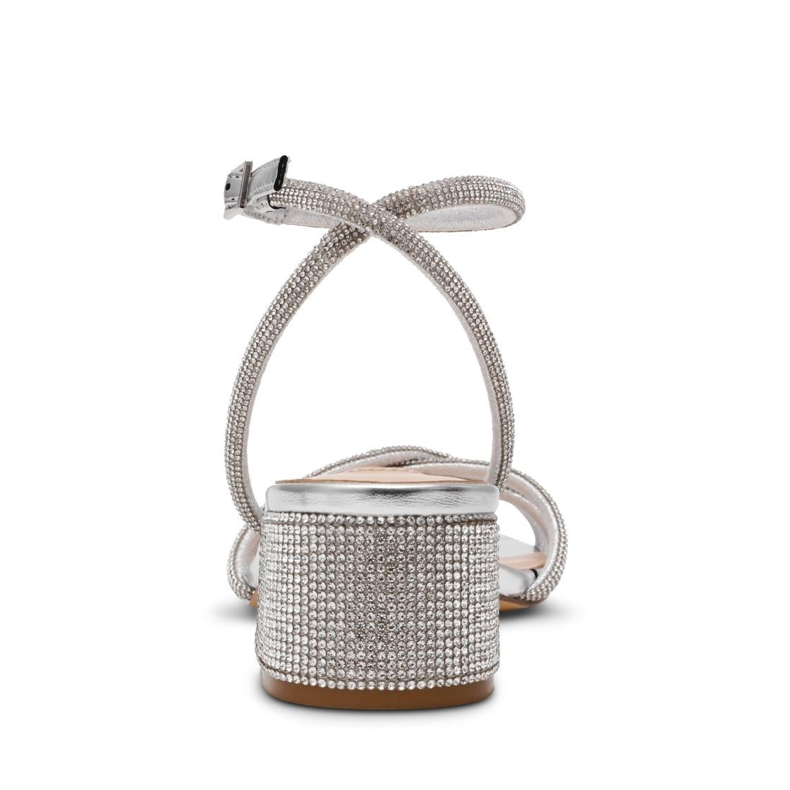 Cerena Silver Sandalias de Tacón con Brillo Plateadas Para Mujer