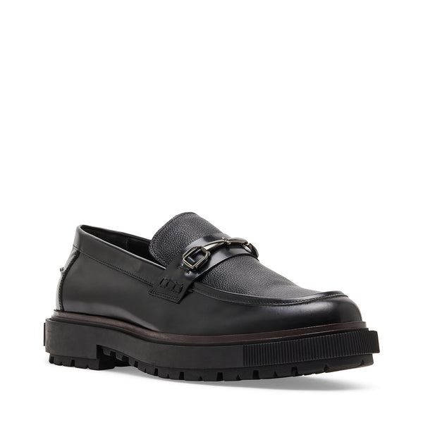 Chainlee Black Leather Mocasines Negros