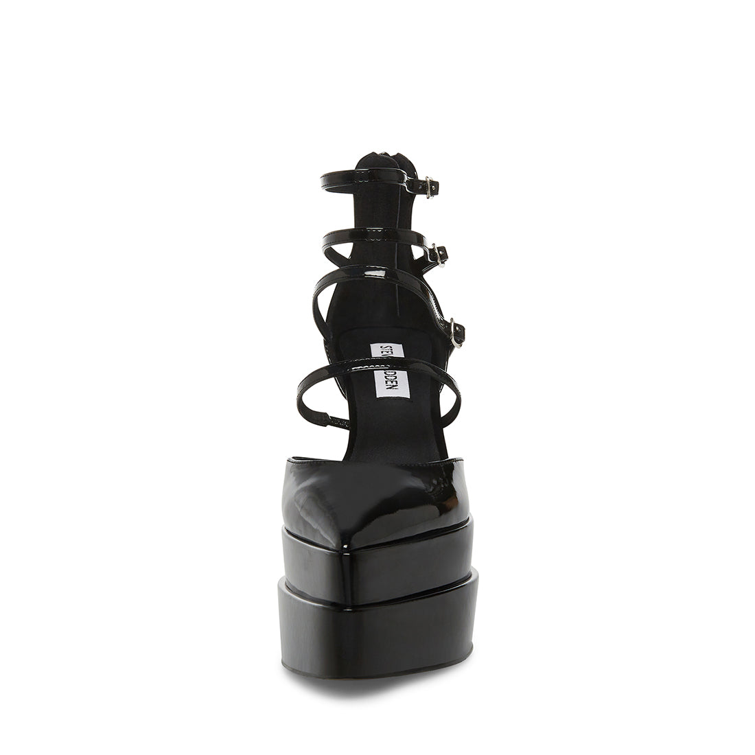 Clara Black Patent Tacón en Punta para Mujer