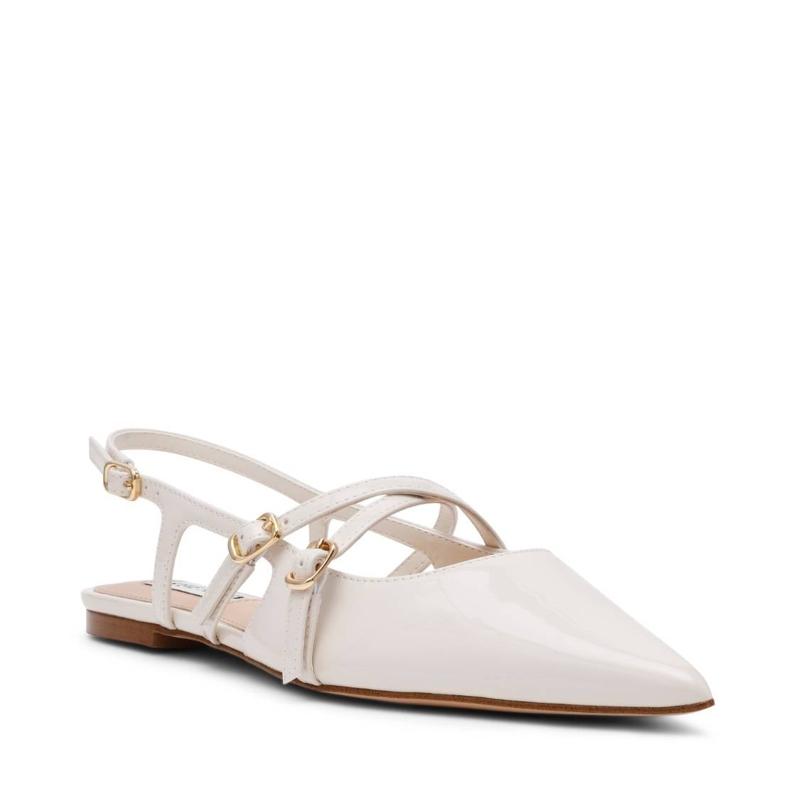 Clio Ivory Pearl Patent Flats Blancos