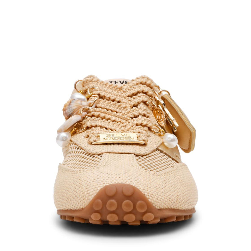 Coheart-RAF Natural Raffia Tenis Beige Para Mujer con Charms