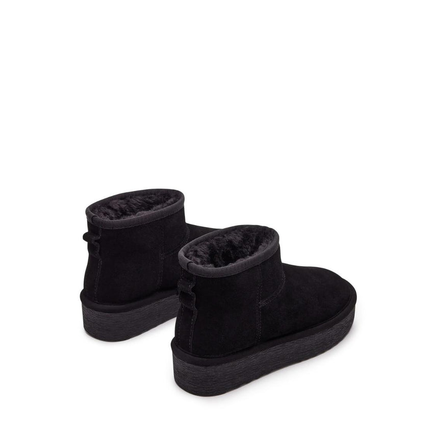 Comfy Black Suede Botines Afelpados Negros para Mujer