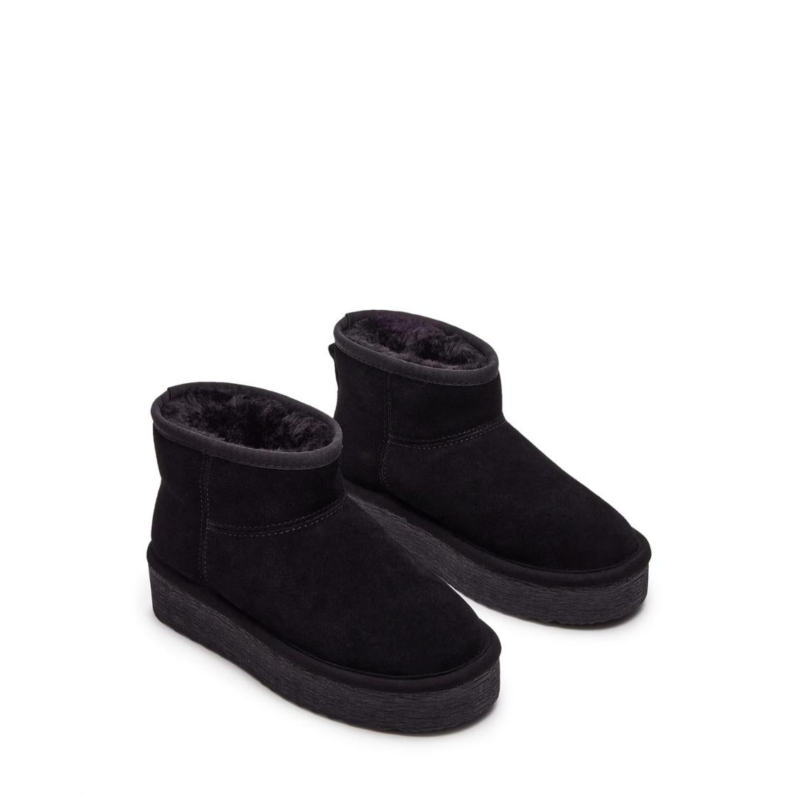 Comfy Black Suede Botines Afelpados Negros