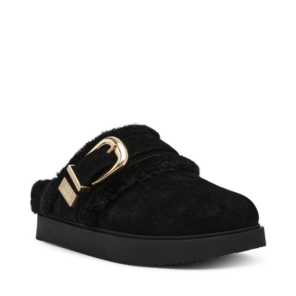 Cozy Up Black Suede Flats Afelpados Negros