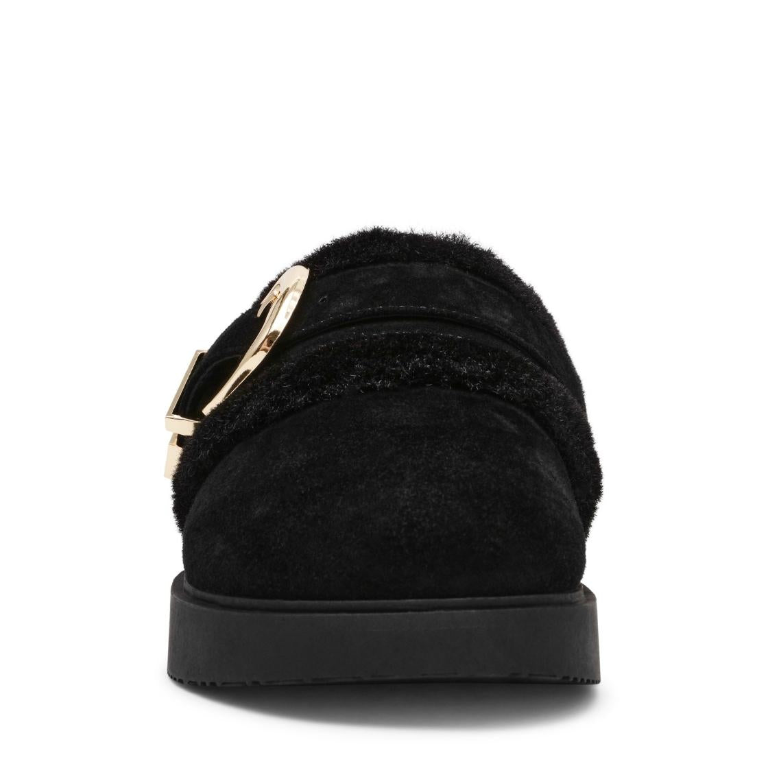 Cozy Up Black Suede Flats Afelpados para Mujer