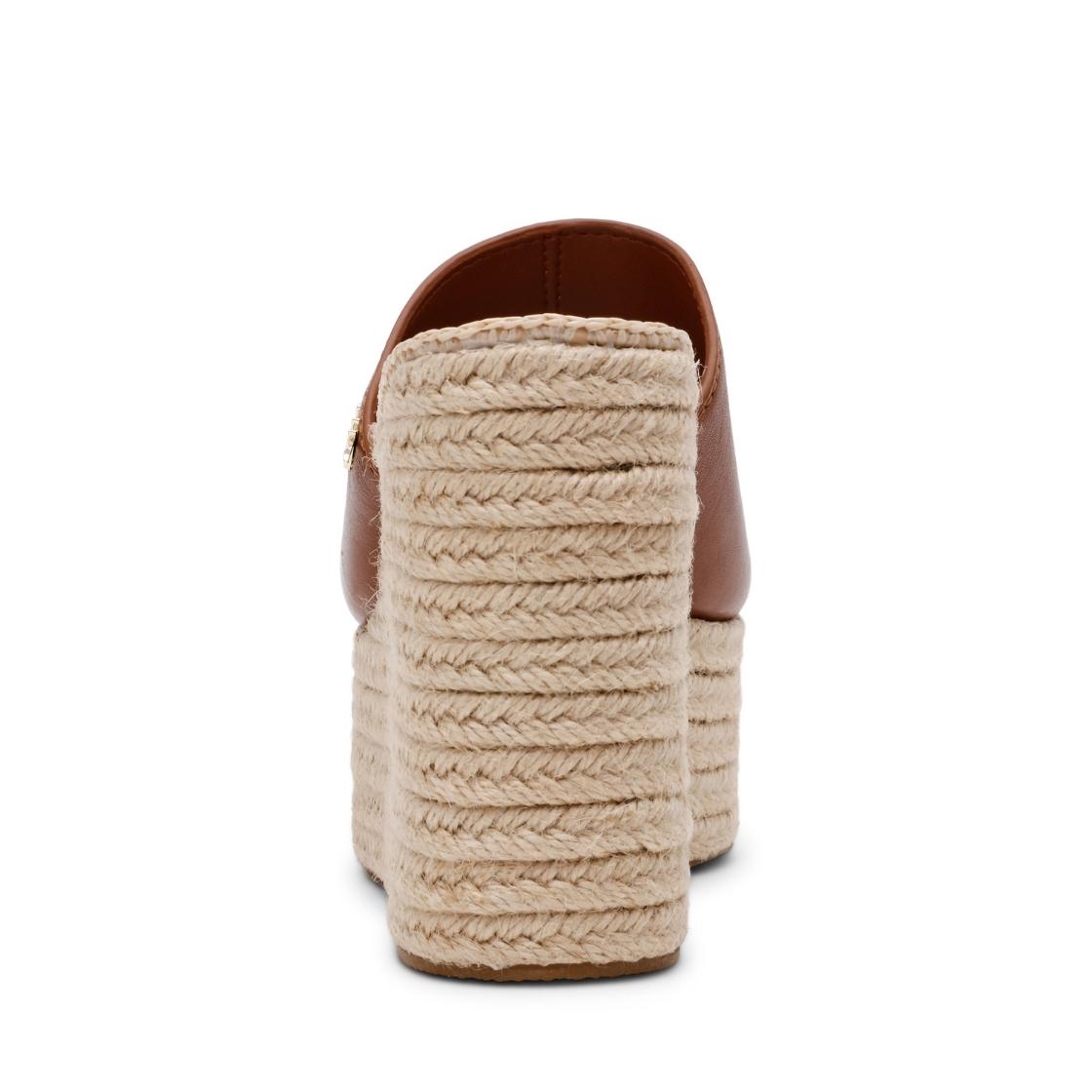 Cruzur Cognac Leather Sandalias con Plataforma Cafés Para Mujer