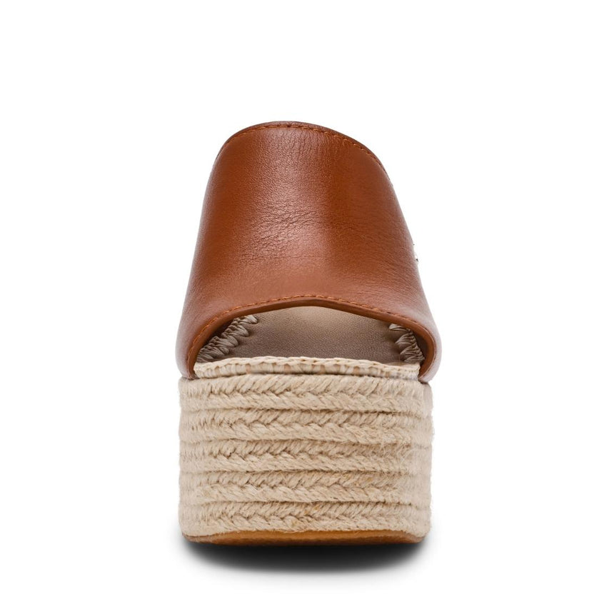 Cruzur Cognac Leather Sandalias con Plataforma Para Mujer