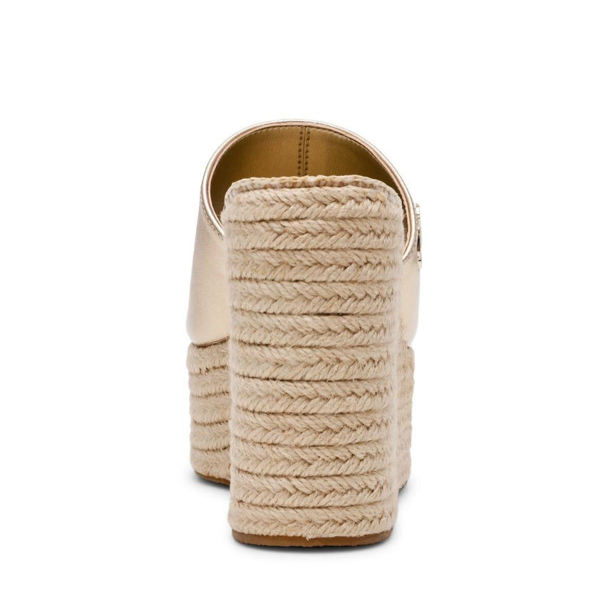 Cruzur Gold Leather Sandalias con Plataforma Doradas Para Mujer