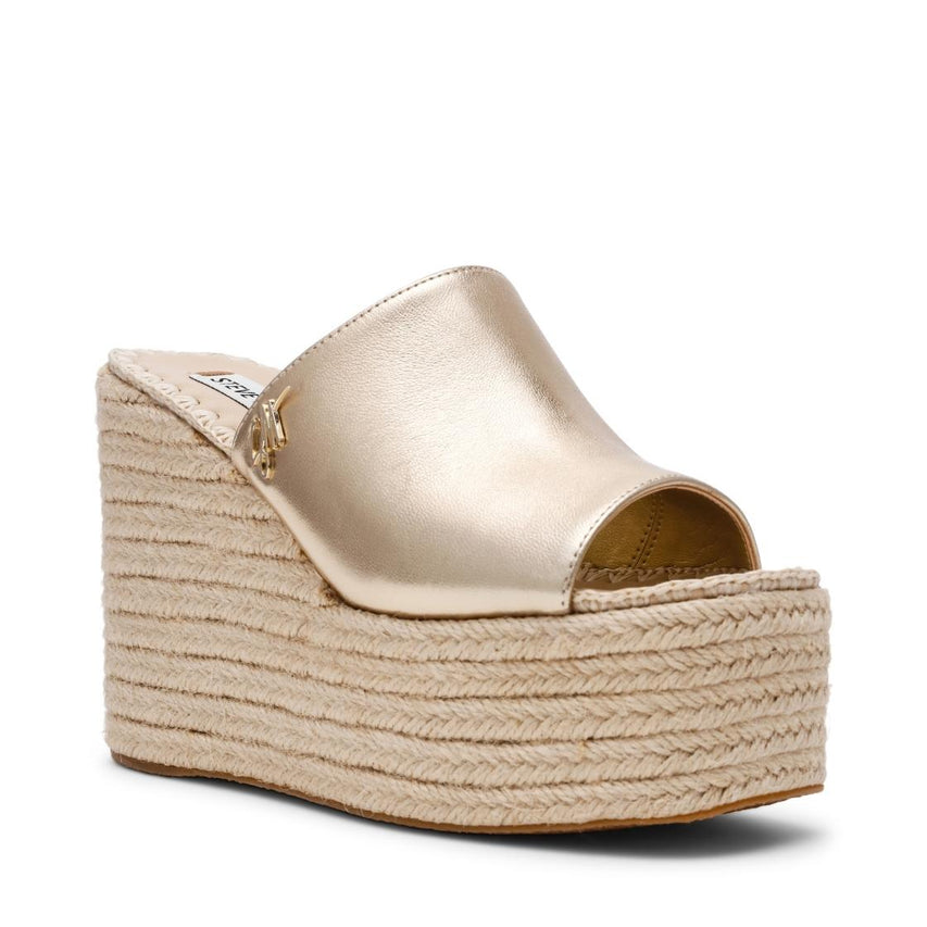 Cruzur Gold Leather Sandalias con Plataforma Doradas