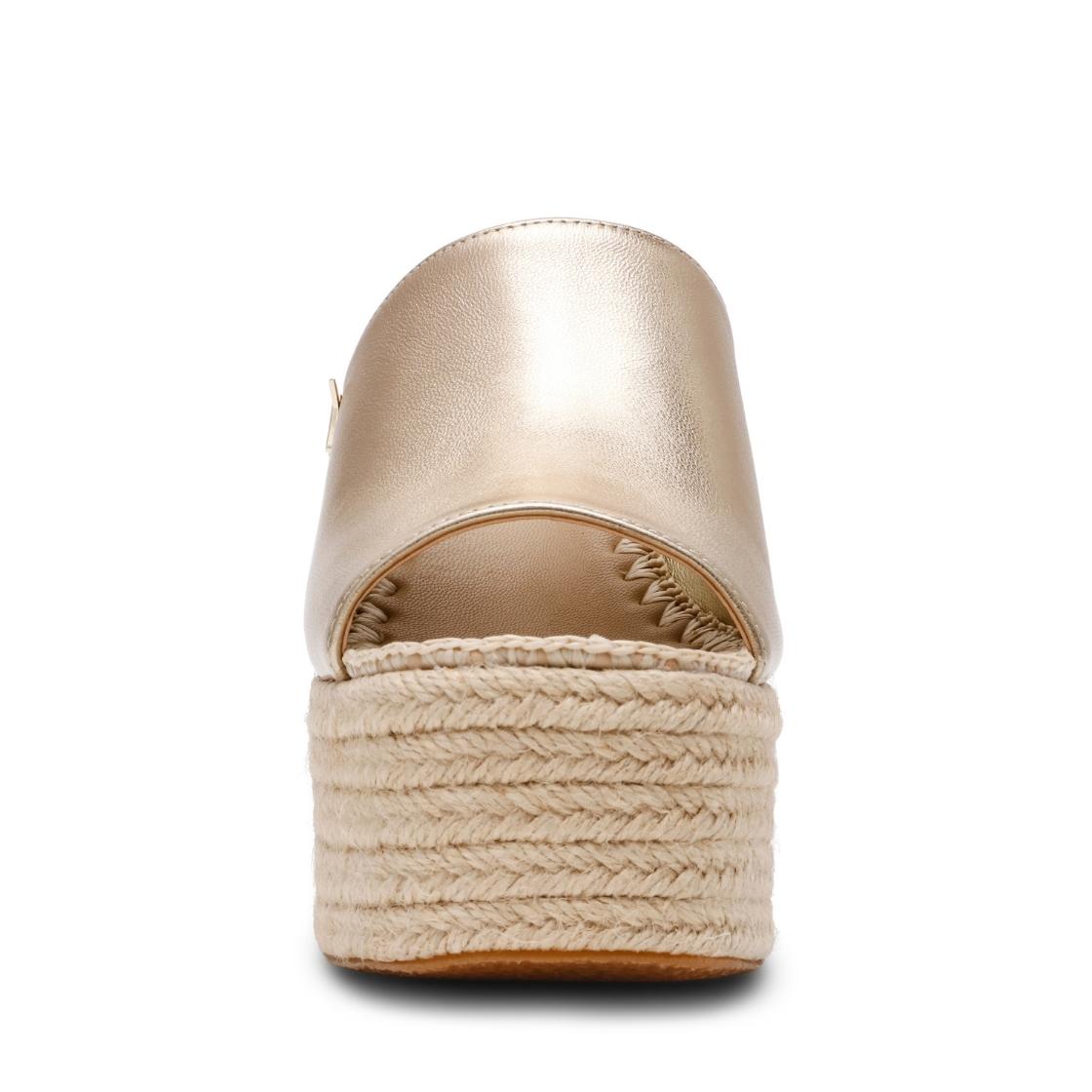 Cruzur Gold Leather Sandalias con Plataforma Para Mujer