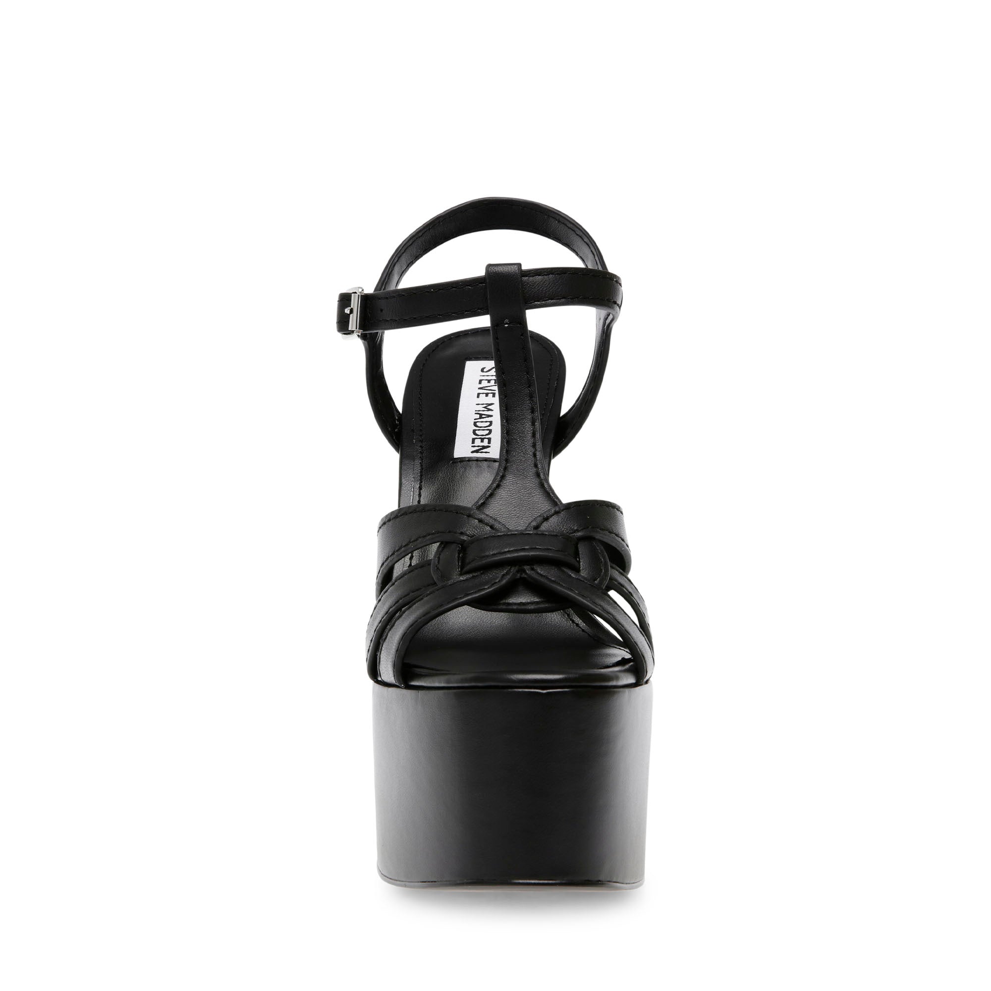 Cultivate Black Leather Sandalias de Tacón Negras  