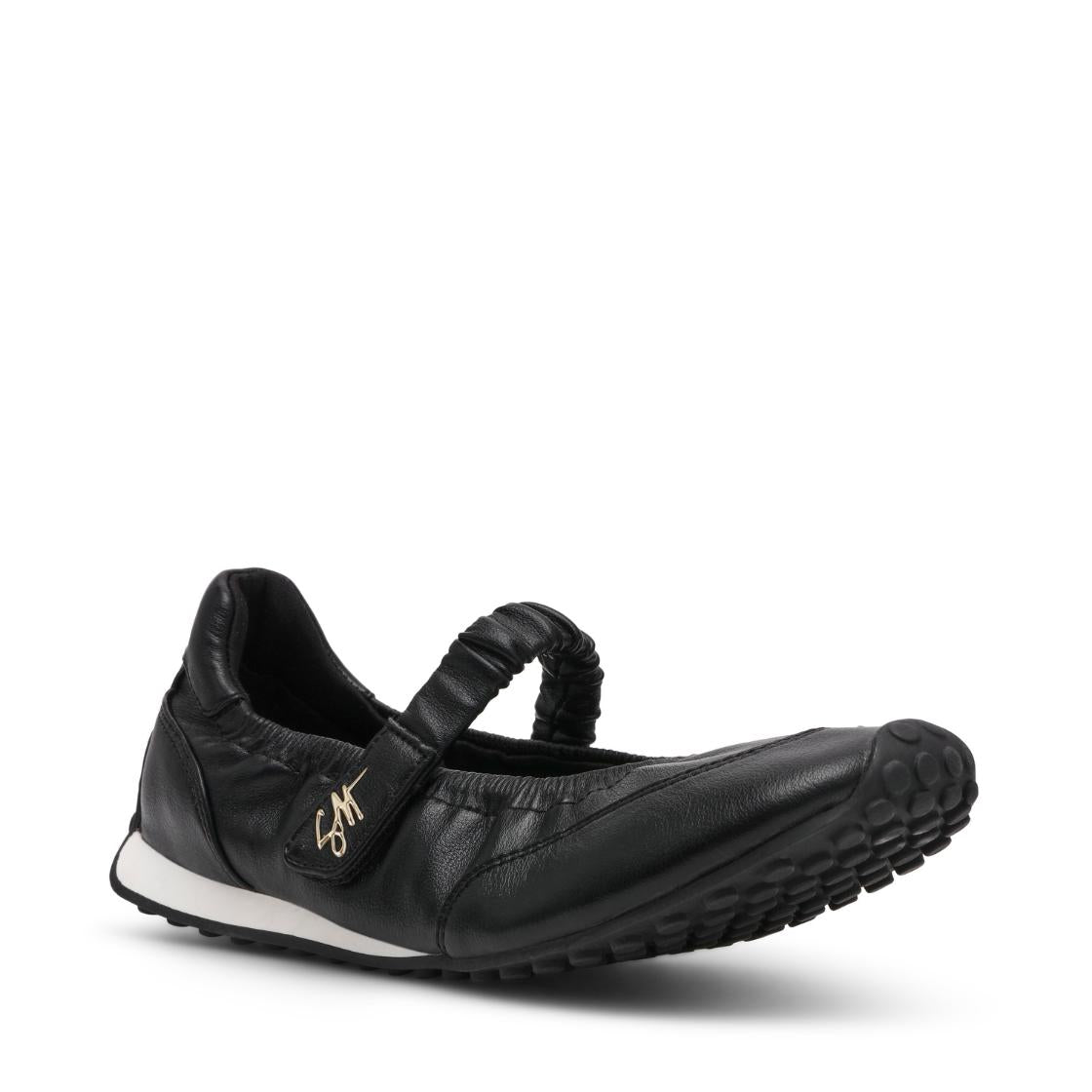 Cutieq Black Leather Flats con Elástico Negros