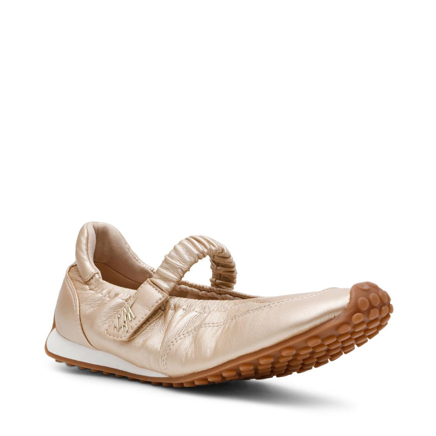 Cutieq Gold Leather Flats con Elástico Dorados