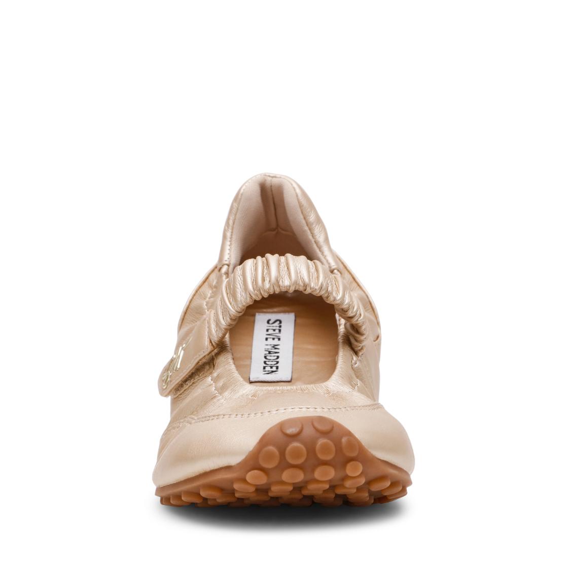 Cutieq Gold Leather Flats con Elástico Para Mujer