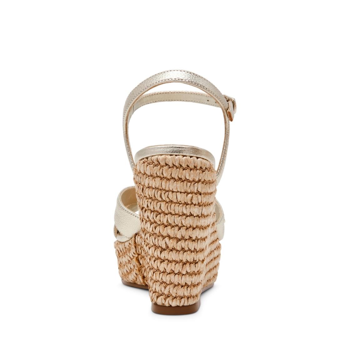 Cylo Gold Leather Sandalias de Cuña Doradas Para Mujer