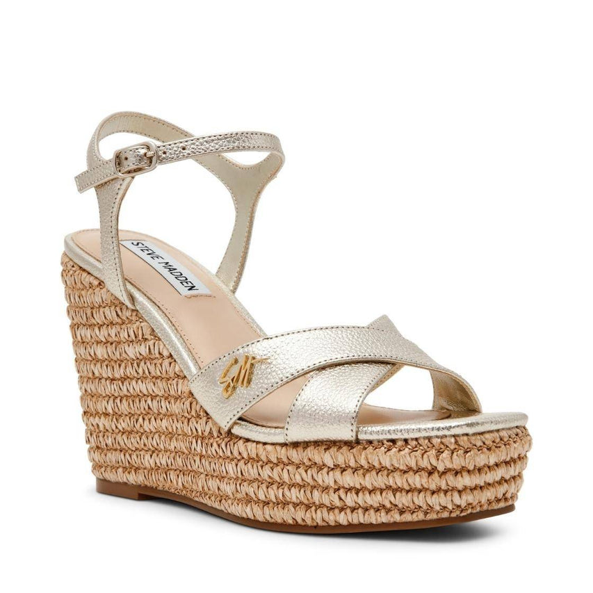 Cylo Gold Leather Sandalias de Cuña Doradas