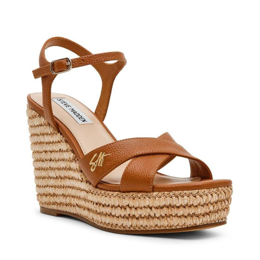 Cylo Tan Leather Sandalias de Cuña Cafés