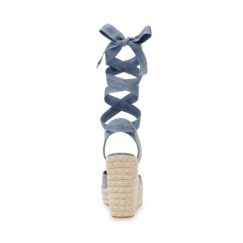 Dafina Denim Fabric Alpargatas de Tacon de Mezclilla Azul para Mujer