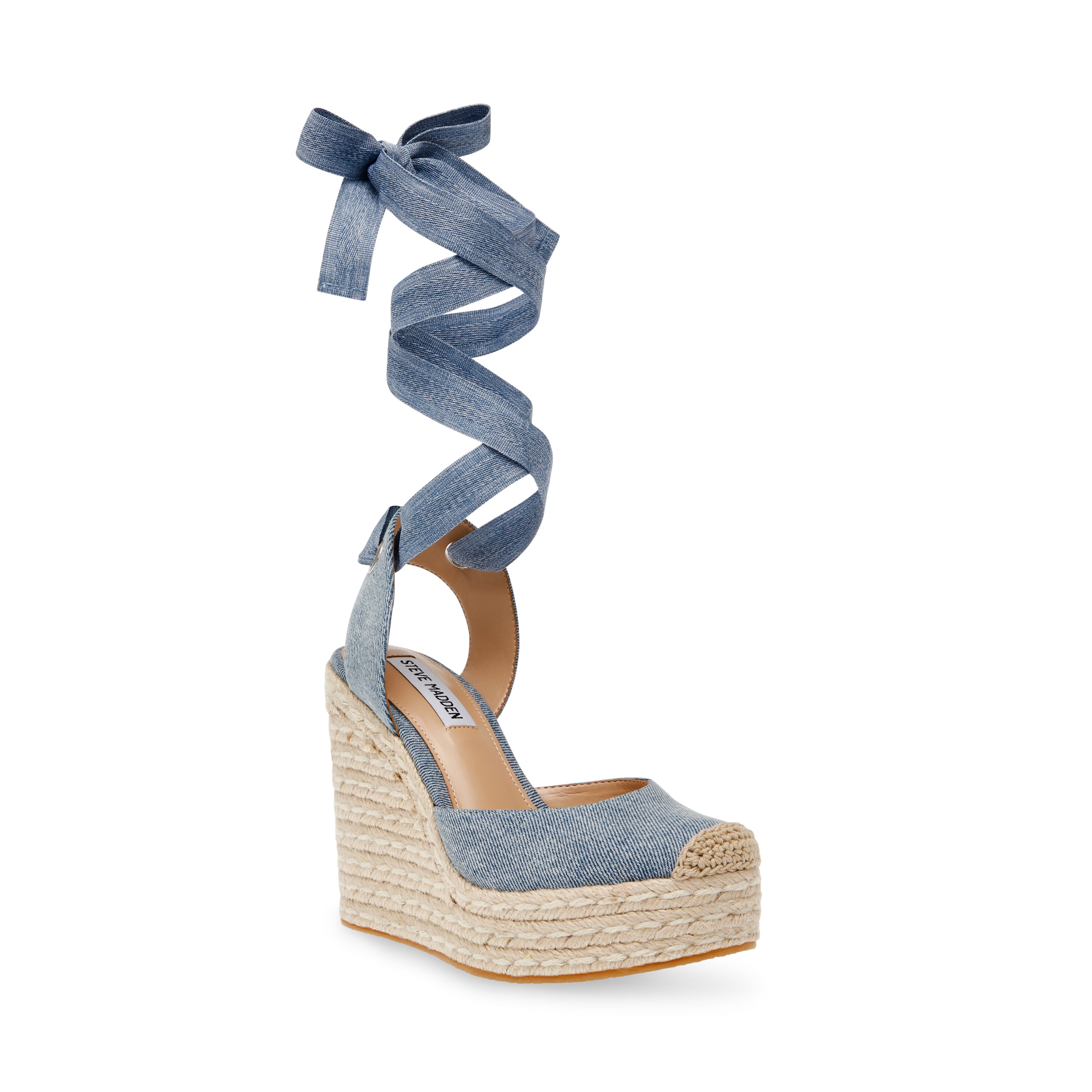 Dafina Denim Fabric Alpargatas de Tacon de Mezclilla Azul