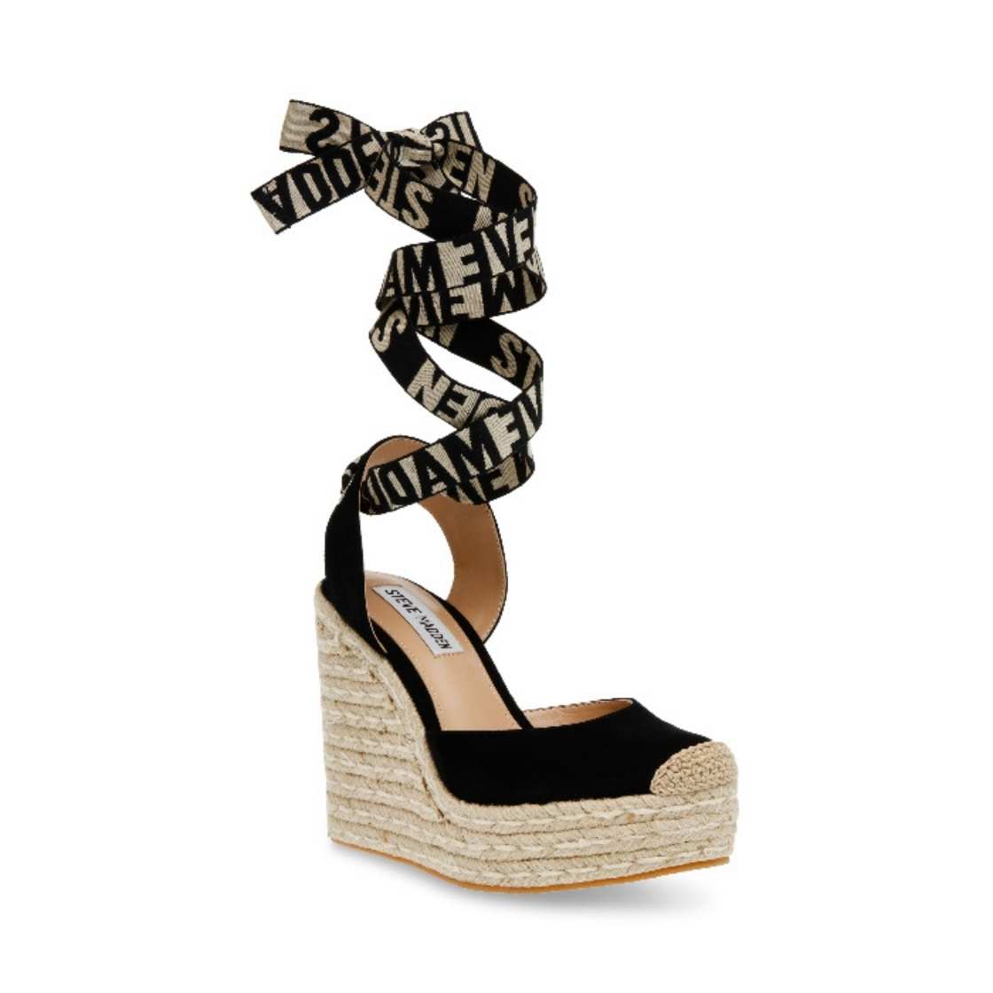 Dafina-SM Black Suede Alpargatas con Cuña Negras
