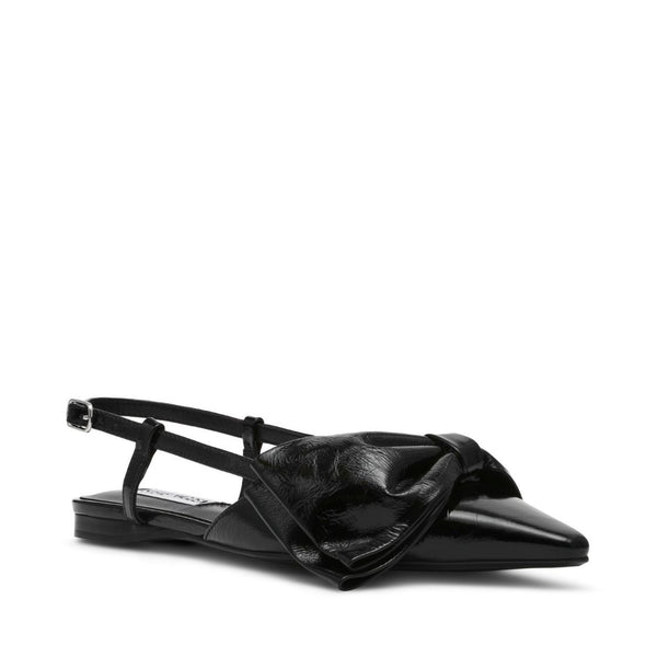 Dazzled Black Leather Flats Negros