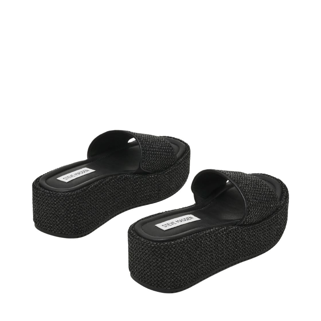 Decor Black Raffia Sandalias Con Plataforma Negras Para Mujer