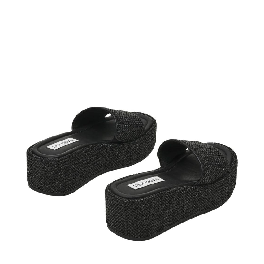 Decor Black Raffia Sandalias Con Plataforma Negras Para Mujer