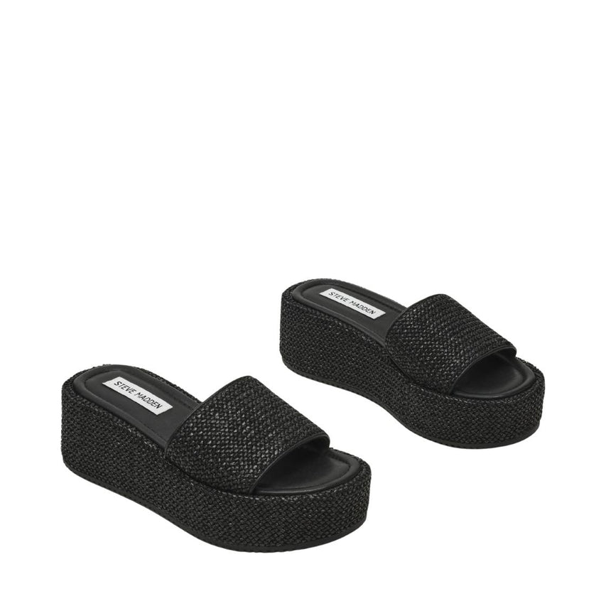 Decor Black Raffia Sandalias Con Plataforma Negras