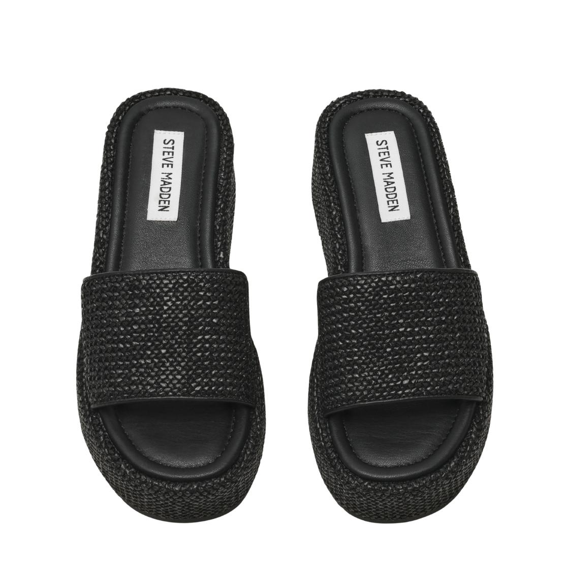 Decor Black Raffia Sandalias Con Plataforma Para Mujer