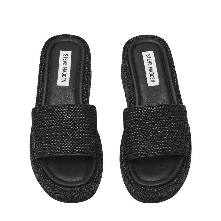 Decor Black Raffia Sandalias Con Plataforma Para Mujer