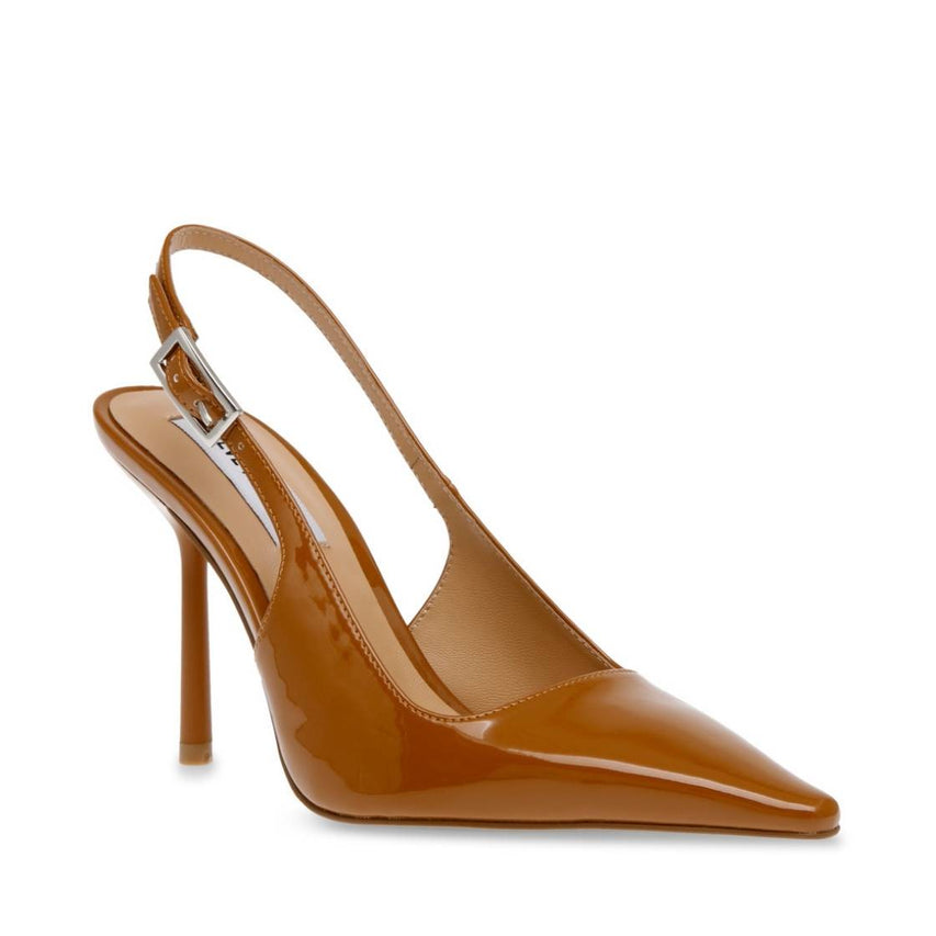 Delanerys Camel Patent Tacones de Charol Cafes