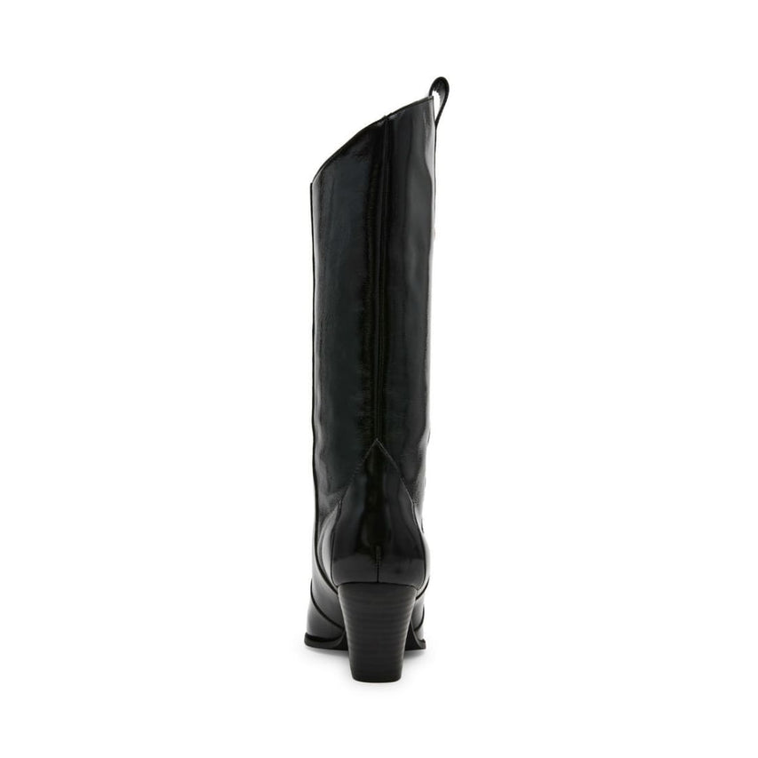 Desierto Black Leather Botas Vaqueras Negras con Punta Metalica para Mujer