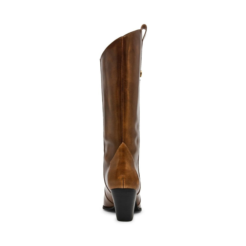 Desierto Brown Leather Botas Vaqueras Cafes con Punta Metalica para Mujer