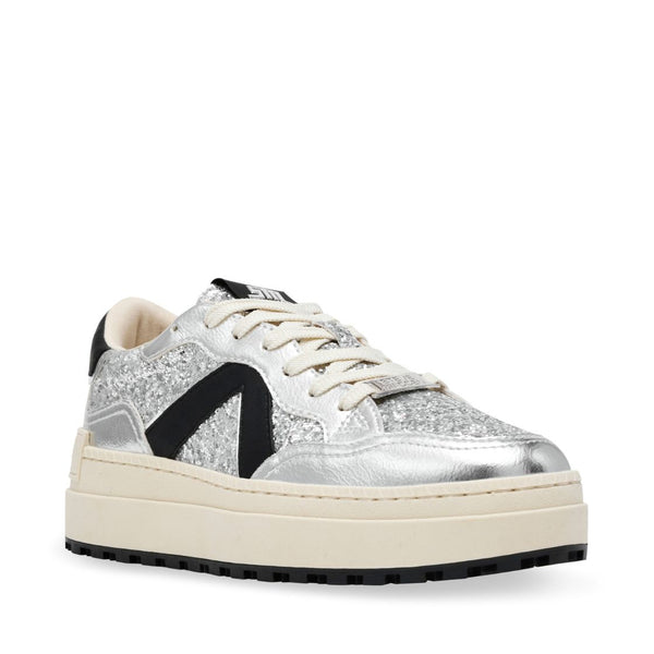 Deuce Silver Glitter Tenis con Brillos Plateados