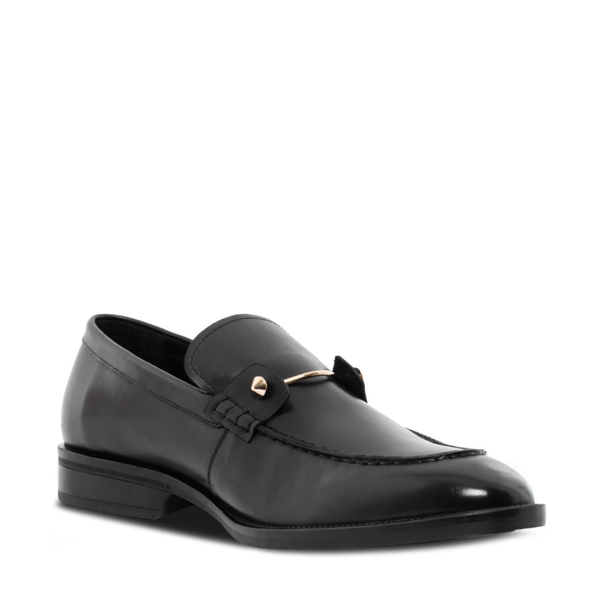 Duncon Black Leather Zapatos de Vestir de Piel Negros