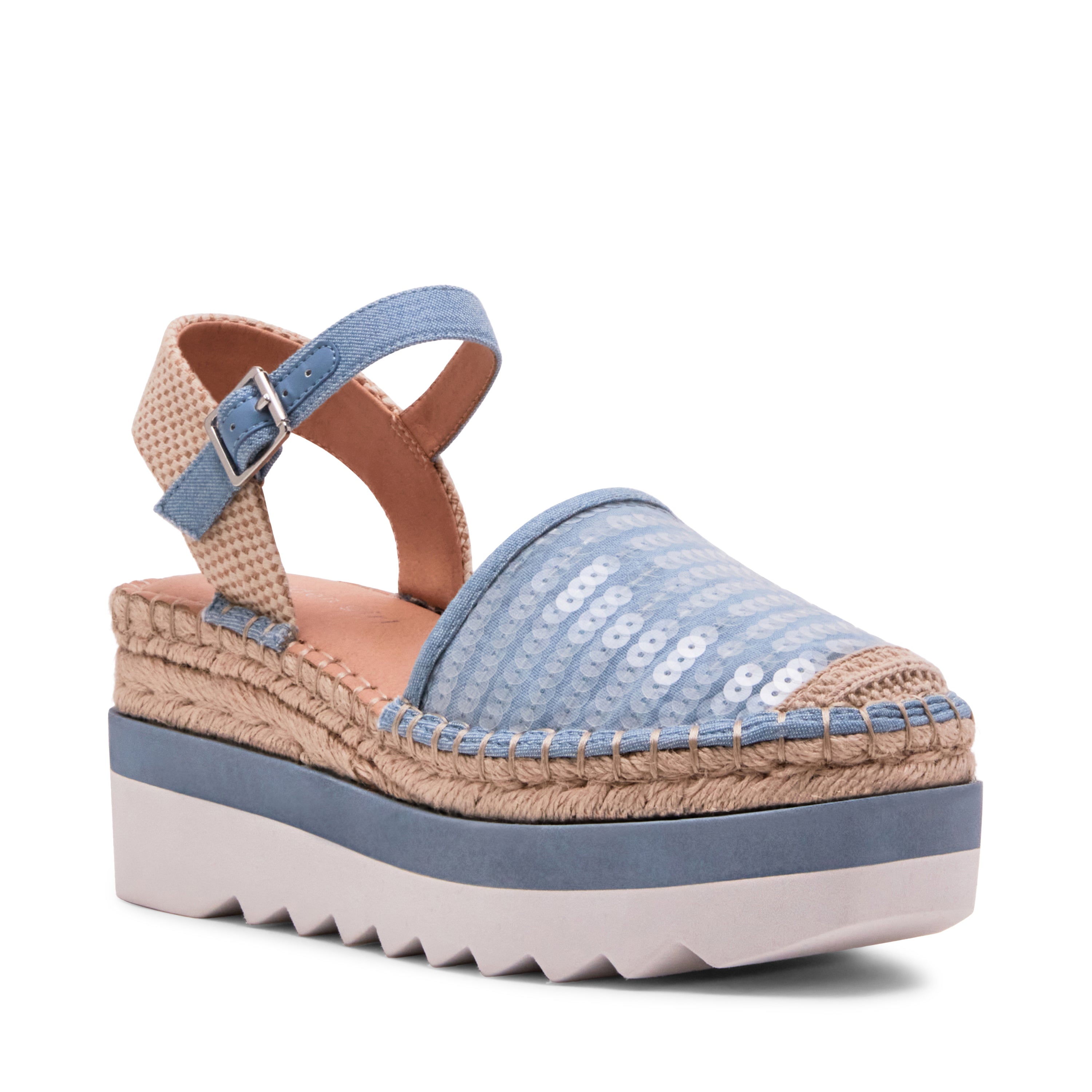 Eden Blue Sequin Alpargatas Azul Cielo