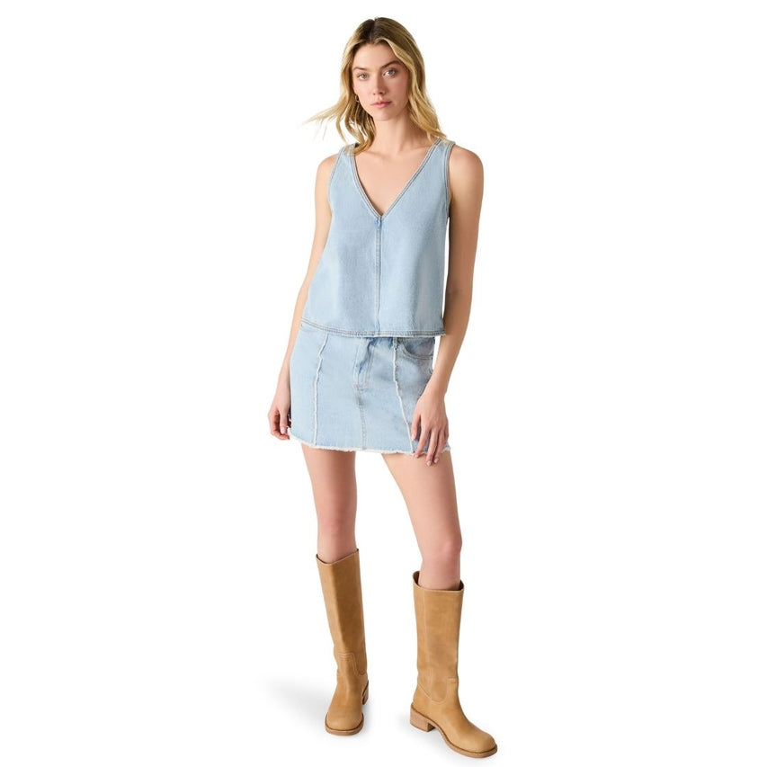 Elia Top Soft Blue Blusa de Mezclilla Azul Claro para Mujer