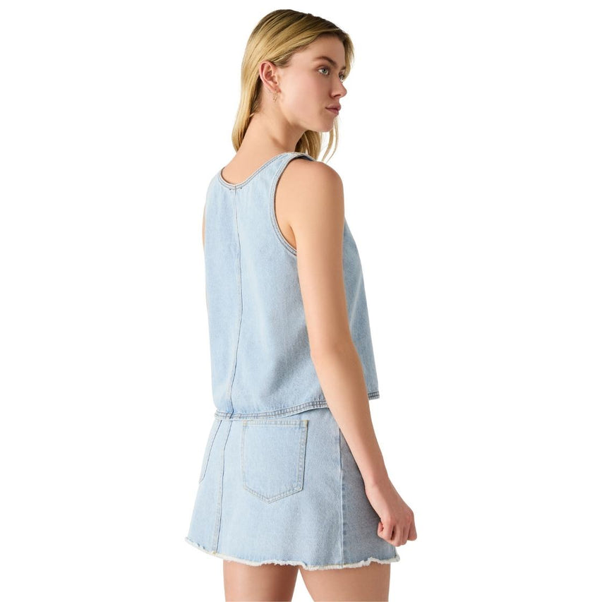 Elia Top Soft Blue Blusa de Mezclilla Azul Claro