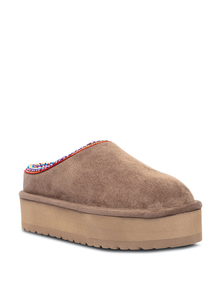 Elyse W Tan Fabric Botines Cafes