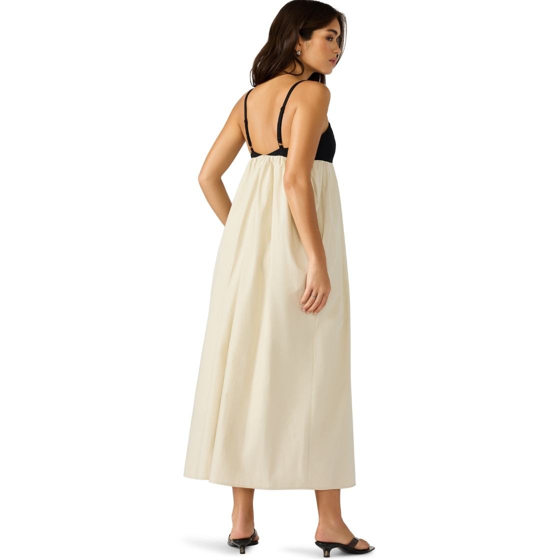 Emmaline Dress Oatmeal Vestido Largo Beige con Negro para Mujer