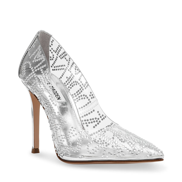 Evelyn N SMR Silver Clear Tacones Transparentes con Plata