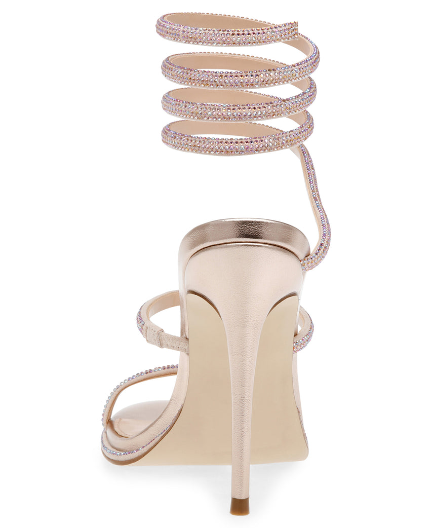 Exotica Rhinestone Sandalias de Tacon con Brillos Rosas para Mujer