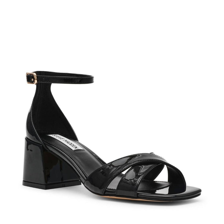 Fergie Black Patent Tacones Abiertos Negros