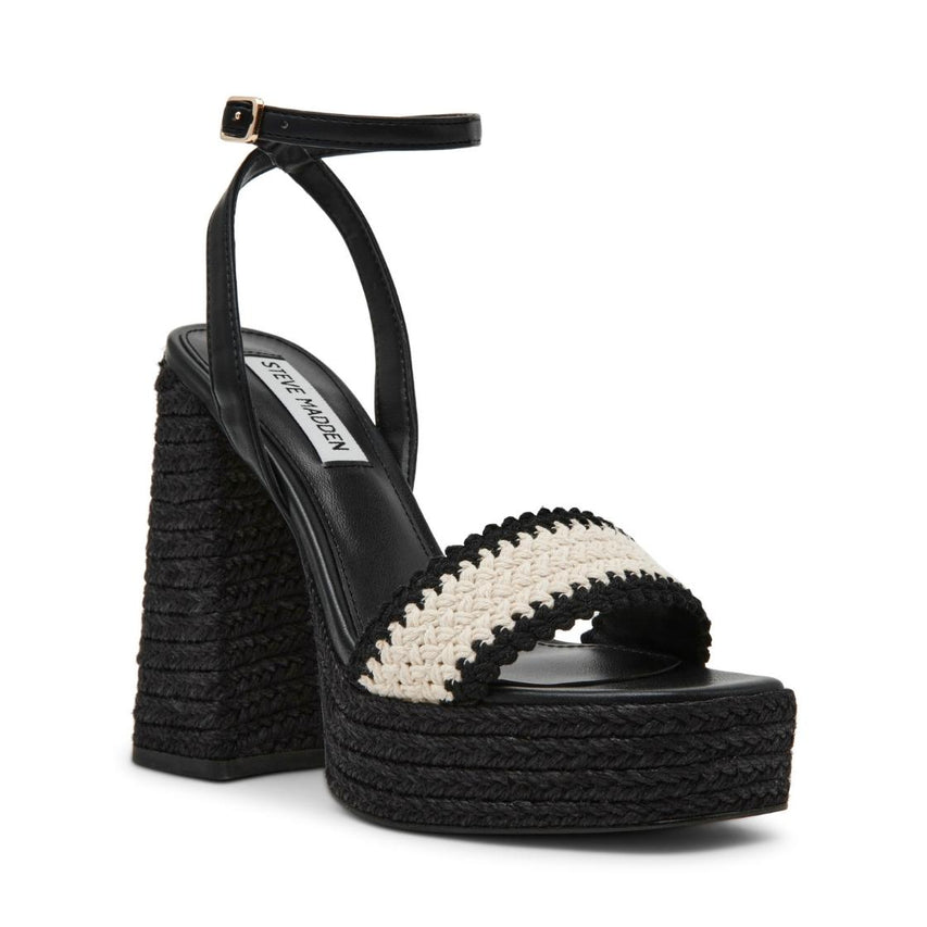 Florencia Black Bone Sandalias de Tacón Negras