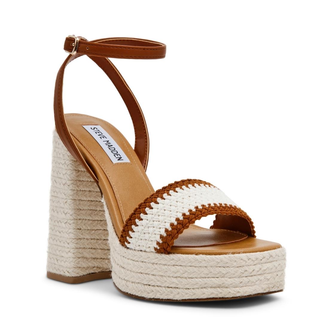 Florencia Tan Bone Sandalias de Tacón Beige