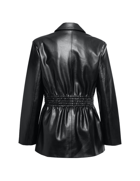 Frida Faux Black Blazer Negro Vinipiel para Mujer