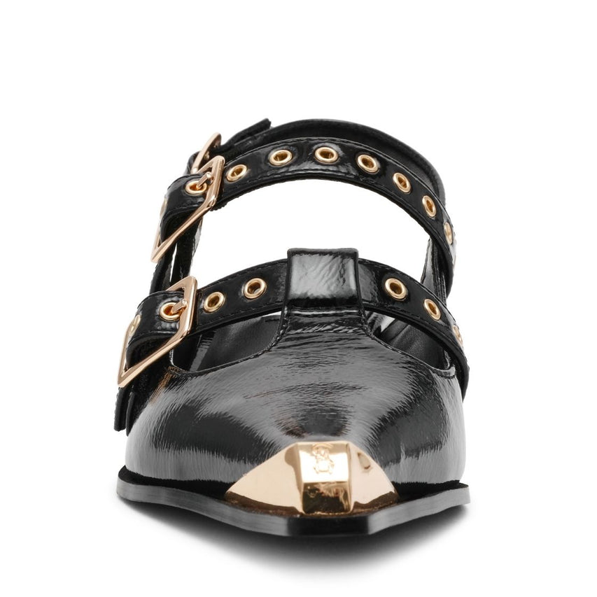 Galactia Black Flats con Punta Metalica para Mujer
