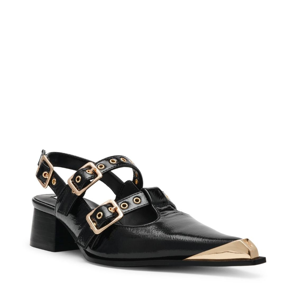 Galactia Black Flats Negras con Punta Metalica