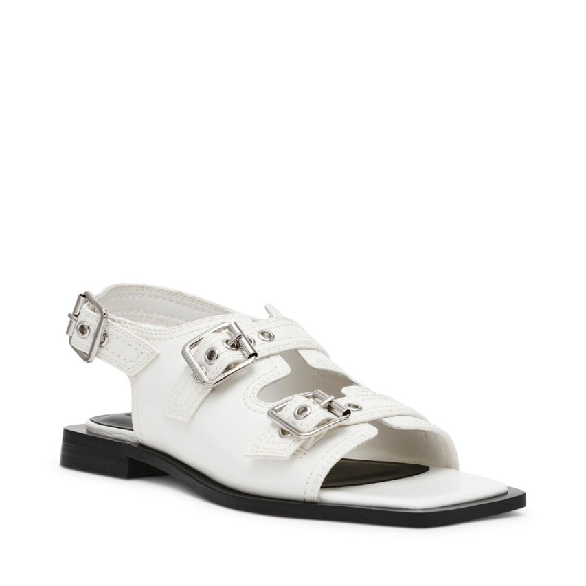 Gen Z White Crinkle Patent Sandalias Blancas